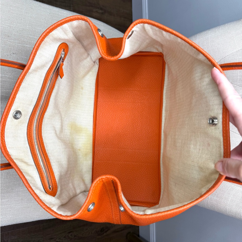 Authentic Hermès Garden Party PM tote bag orange leather - Picture 13 of 16